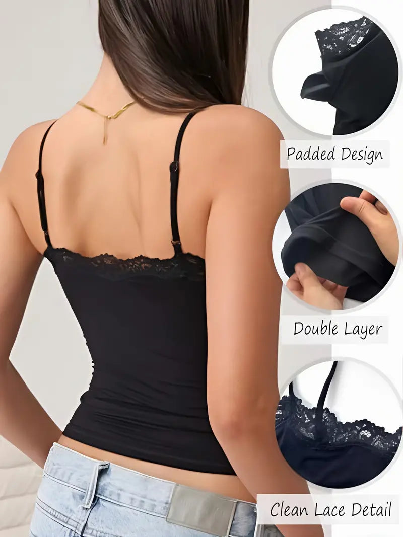 Lace Trim Padded Cami Top