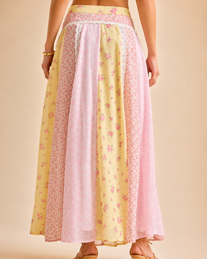 Floral Patchwork Skirt Set
