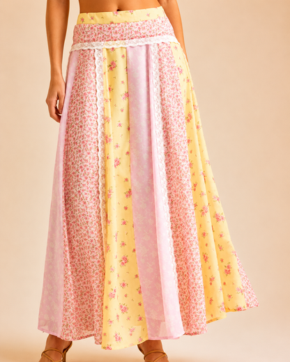 Floral Patchwork Skirt Set