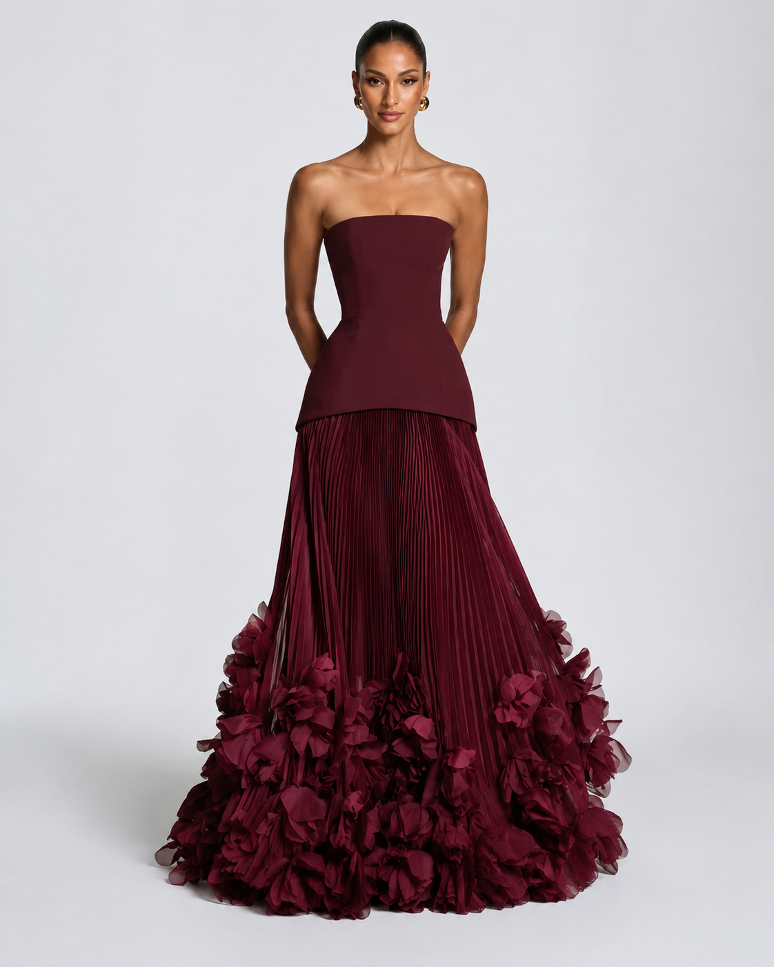 Strapless Floral Maxi Dress