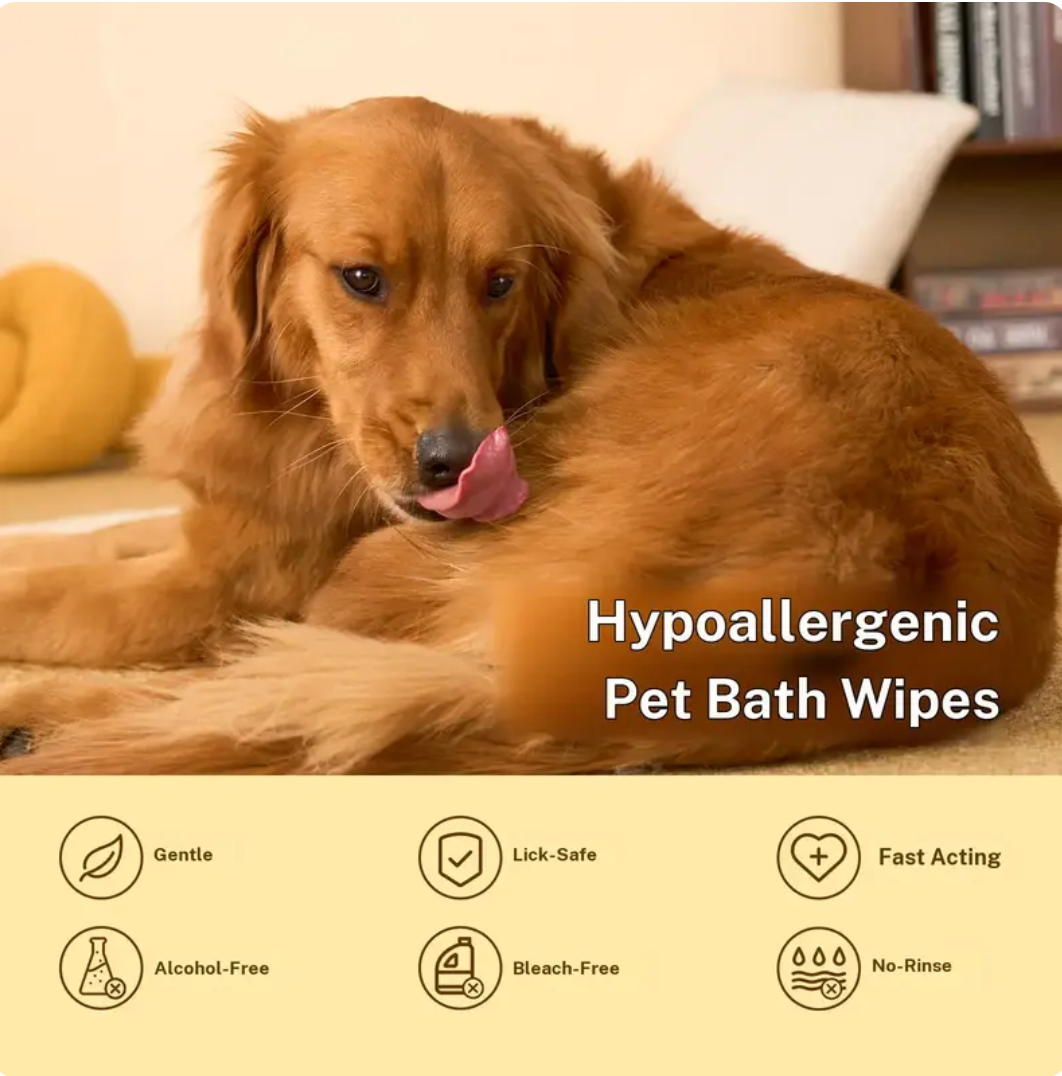 Hypoallergenic No-Rinse Dog Grooming Wipes (20 Pack) - Coconut Scent