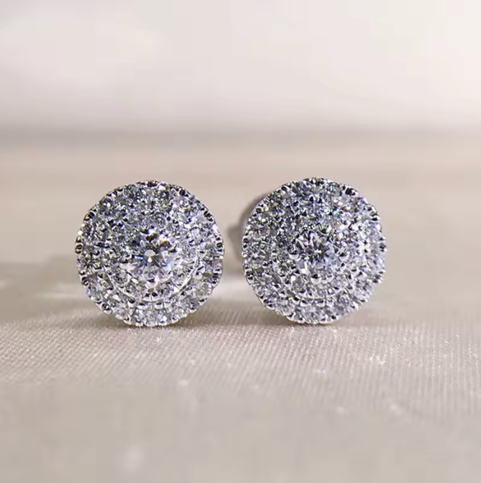 Brilliant Halo Stud Earrings for Women