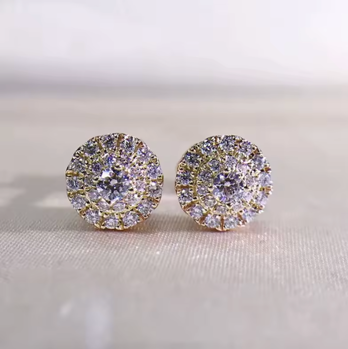 Brilliant Halo Stud Earrings for Women