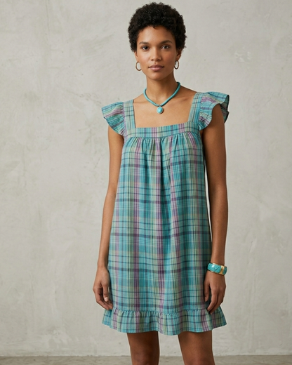 Vintage Ocean Plaid Mini Dress